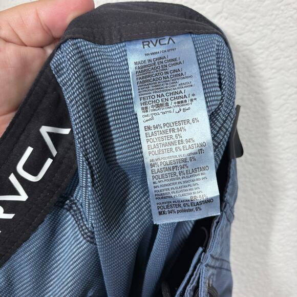 RVCA Mens Size 28 VA Pigment Trunk Board Shorts Navy Tie Front Stretch - Picture 10 of 12